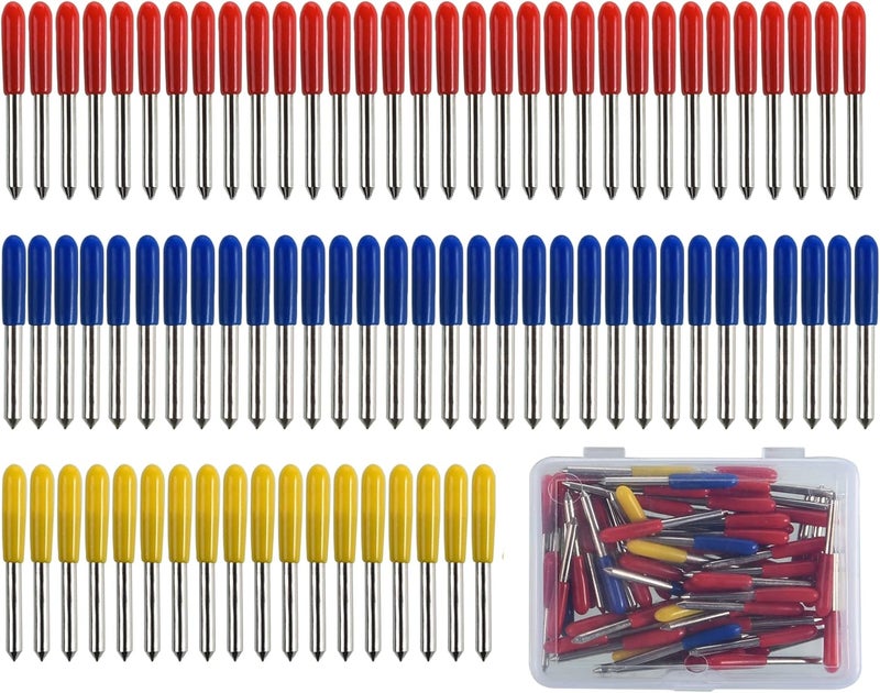 PLOOTA 80Pcs Die Cut Blades for Air 2/Air 3, 30 Fine Point, 45 Standard, 60 Deep Cut, Carbide Blades, Blue, Red, Multicolor - Image 2